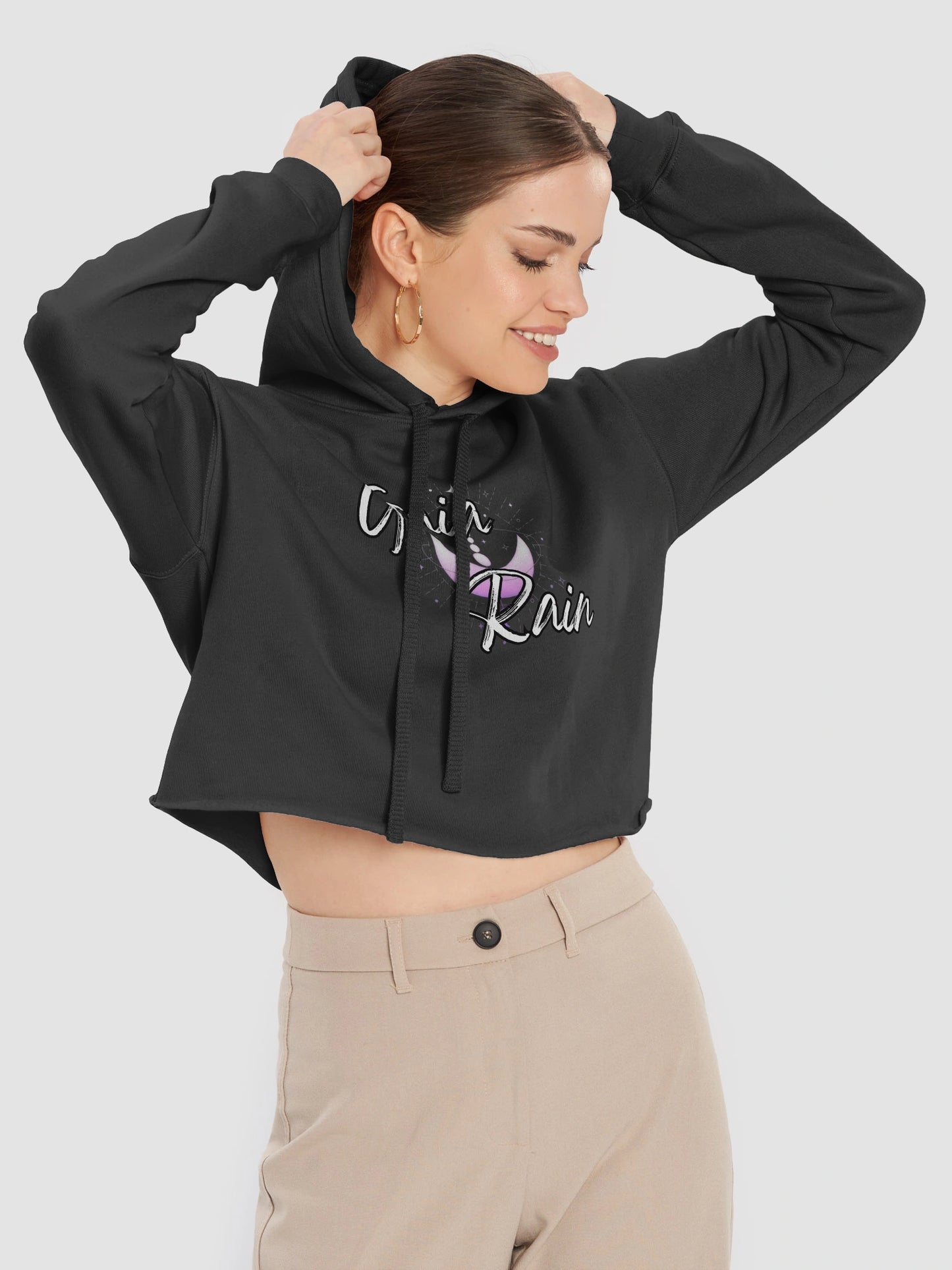 Bella + Canvas Black Cropped Gaia Rain Logo Hoodie
