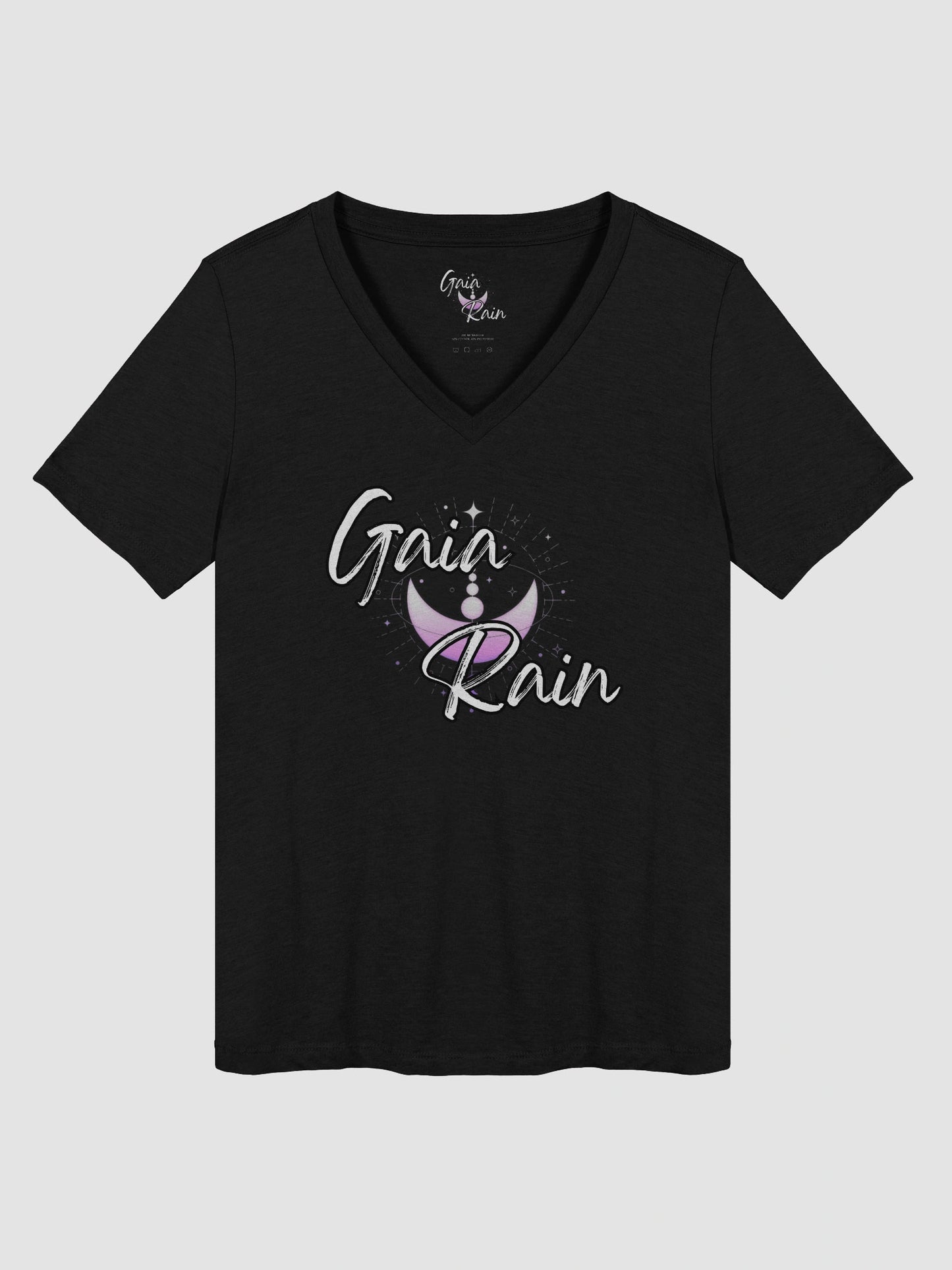 Bella + Canvas Women's Black V-Neck Gaia Rain Logo T-Shirt