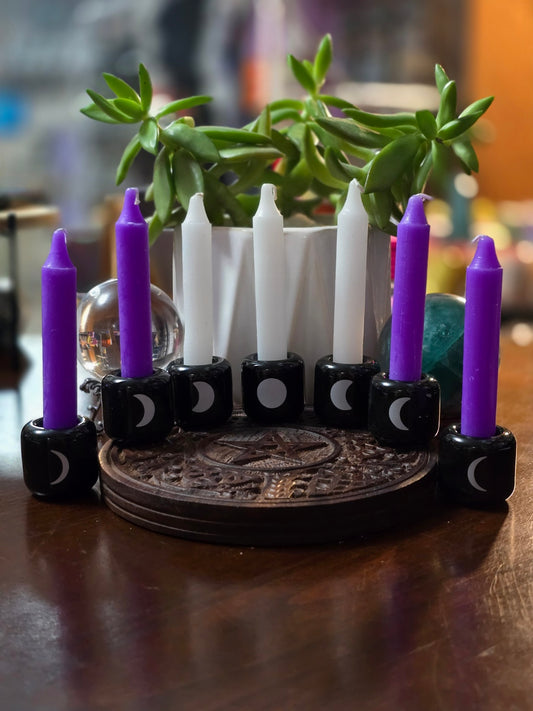 Moon Phases Chime/Spell Candle Holders