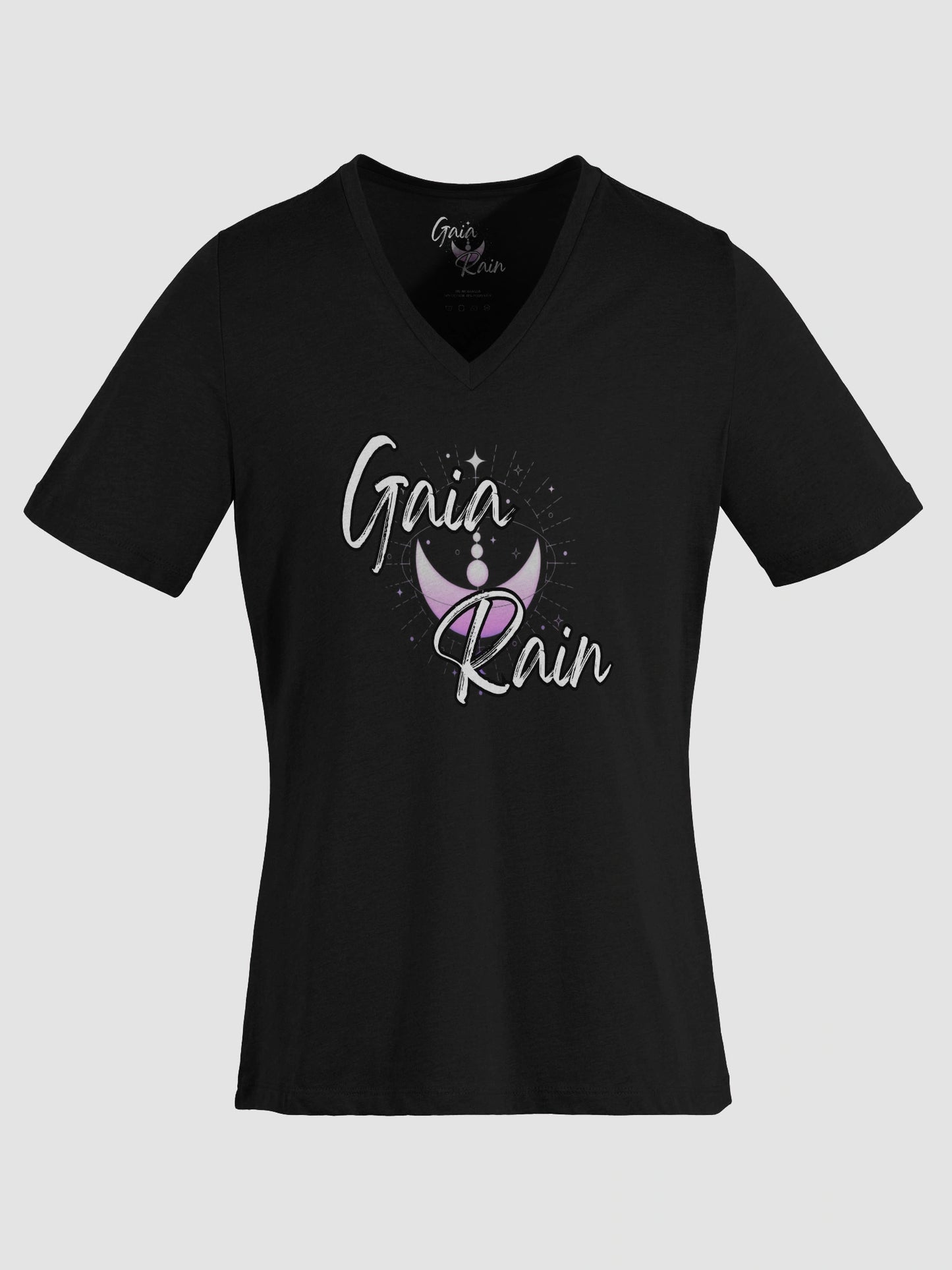 Bella + Canvas Women's Black V-Neck Gaia Rain Logo T-Shirt