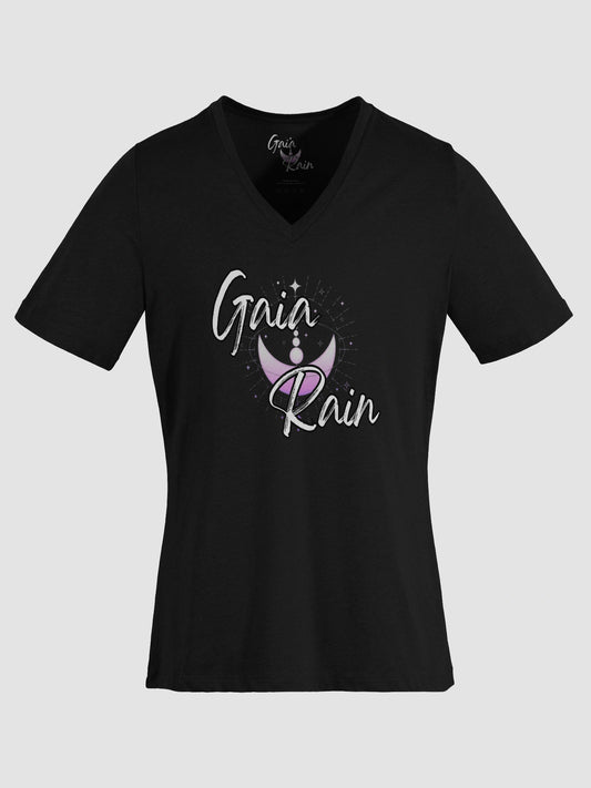 Bella + Canvas Women's Black V-Neck Gaia Rain Logo T-Shirt