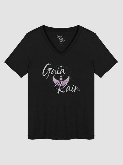 Bella + Canvas Women's Black V-Neck Gaia Rain Logo T-Shirt