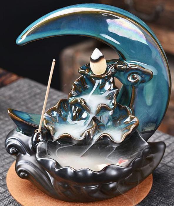 Ceramic Moon Backflow Incense Burner